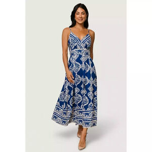 Baltic Born Delia Midi Dress | Blue Print Size Small